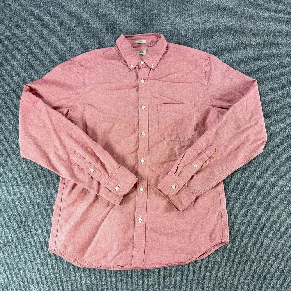 J.Crew Mens Slim Fit Oxford Shirt Salmon Pink Long Sleeve Button Down Med Cotton